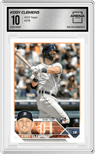 Kody Clemens from the 2023 Topps Series 1 set graded by Arena Club and given an overall grade of 10.