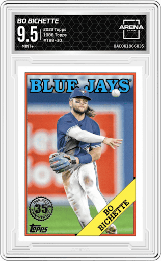 Bo Bichette from the 2023 Topps Series 1 set graded by Arena Club and given an overall grade of 9.5.
