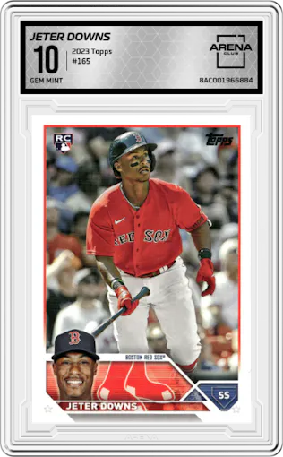 Jeter Downs from the 2023 Topps Series 1 set graded by Arena Club and given an overall grade of 10.