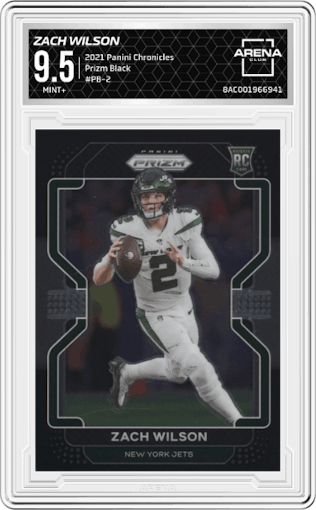 Zach Wilson from the 2021 Panini Chronicles set graded by Arena Club and given an overall grade of 9.5.