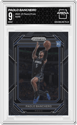 Paolo Banchero from the 2022-23 Panini Prizm  set graded by Arena Club and given an overall grade of 9.