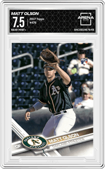 Matt Olson from the 2017 Topps Series 2 set graded by Arena Club and given an overall grade of 7.5.