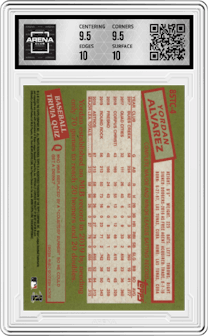 Yordan Alvarez from the 2020 Topps Chrome set graded by Arena Club and given an overall grade of 10.