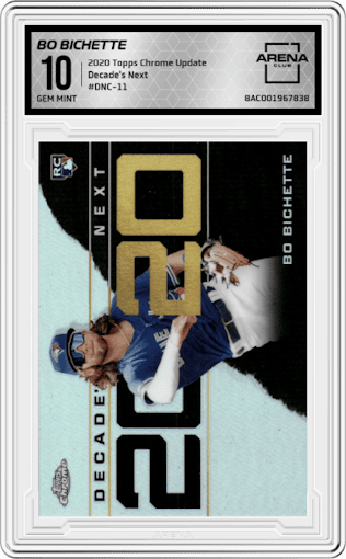Bo Bichette from the 2020 Topps Chrome Update    set graded by Arena Club and given an overall grade of 10.