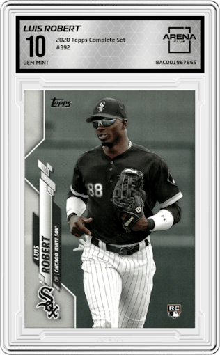 Luis Robert from the 2020 Topps Complete Set set graded by Arena Club and given an overall grade of 10.
