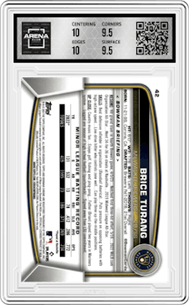 Brice Turang from the 2023 Bowman Chrome set graded by Arena Club and given an overall grade of 10.