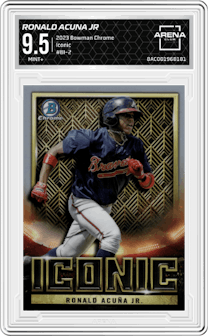 Ronald Acuna Jr from the 2023 Bowman Chrome set graded by Arena Club and given an overall grade of 9.5.