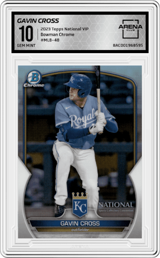 Gavin Cross from the 2023 Topps The National VIP set graded by Arena Club and given an overall grade of 10.