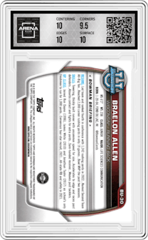 Braelon Allen from the 2023 Topps The National VIP set graded by Arena Club and given an overall grade of 10.