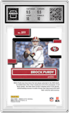 Brock Purdy from the 2022 Panini Donruss Optic set graded by Arena Club and given an overall grade of 10.