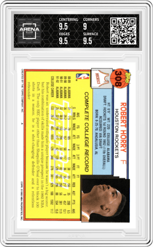 Robert Horry from the 1992-93 Topps set featuring a Gold parallel graded by Arena Club and given an overall grade of 9.5.