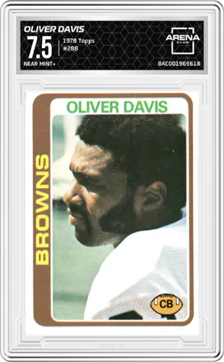 Oliver Davis from the 1978 Topps set graded by Arena Club and given an overall grade of 7.5.