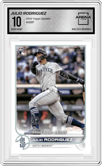 Julio Rodriguez from the 2022 Topps Update  set graded by Arena Club and given an overall grade of 10.