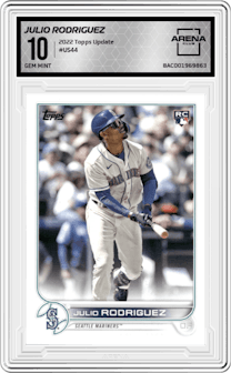 Julio Rodriguez from the 2022 Topps Update  set graded by Arena Club and given an overall grade of 10.