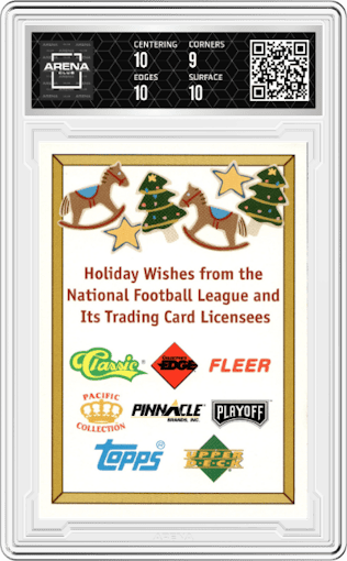 Santa Claus from the 1995 NFL Properties Santa Claus set graded by Arena Club and given an overall grade of 9.5.