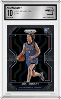 Josh Giddey from the 2021-22 Panini Prizm  set graded by Arena Club and given an overall grade of 10.