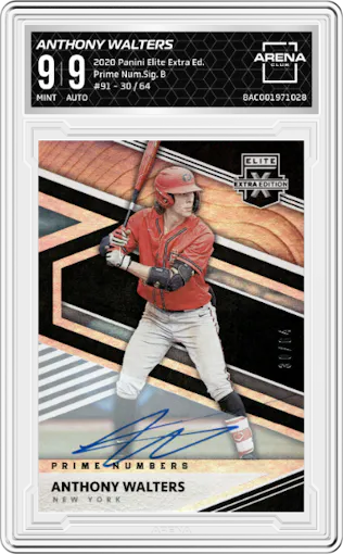Anthony Walters from the 2020 Panini Elite Extra Edition set graded by Arena Club and given an overall grade of 9.