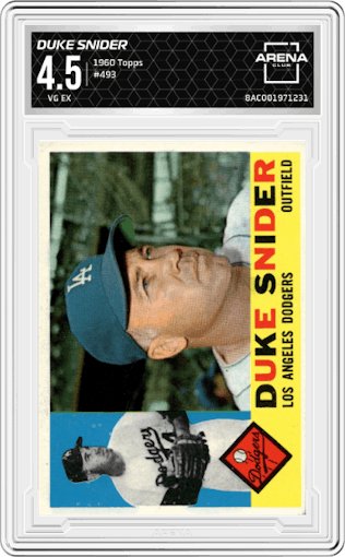 Duke Snider from the 1960 Topps set graded by Arena Club and given an overall grade of 4.5.