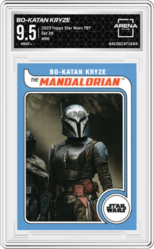 Bo-Katan Kryze from the 2023 Topps Star Wars TBT set graded by Arena Club and given an overall grade of 9.5.