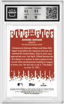 Shohei Ohtani from the 2022 Topps Chrome set graded by Arena Club and given an overall grade of 10.