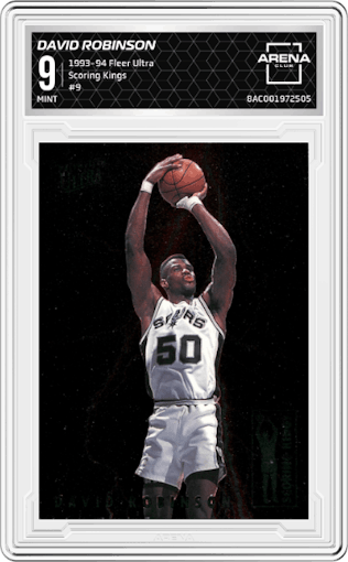 David Robinson from the 1993-94 Fleer Ultra set graded by Arena Club and given an overall grade of 9.