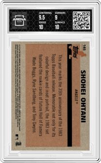 Shohei Ohtani from the 2018 Topps Silver Pack  set graded by Arena Club and given an overall grade of 9.5.