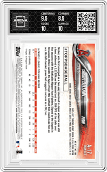 Shohei Ohtani from the 2018 Topps Baseball Factory Team Set set graded by Arena Club and given an overall grade of 9.