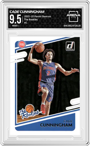 Cade Cunningham from the 2021-22 Panini Donruss set graded by Arena Club and given an overall grade of 9.5.