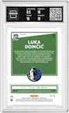 Luka Doncic from the 2020-21 Panini Donruss Optic set featuring a Green parallel graded by Arena Club and given an overall grade of 9.