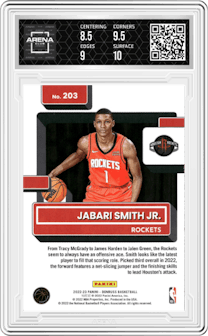 Jabari Smith Jr. from the 2022-23 Panini Donruss set graded by Arena Club and given an overall grade of 9.