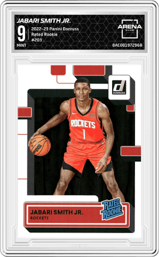 Jabari Smith Jr. from the 2022-23 Panini Donruss set graded by Arena Club and given an overall grade of 9.