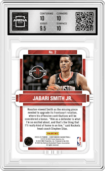 Jabari Smith Jr. from the 2022-23 Panini Contenders set graded by Arena Club and given an overall grade of 10.