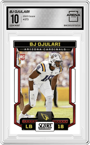 BJ Ojulari from the 2023 Score set graded by Arena Club and given an overall grade of 10.