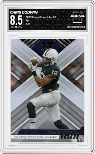Chris Godwin from the 2023 Panini Chronicles Draft Picks set graded by Arena Club and given an overall grade of 8.5.
