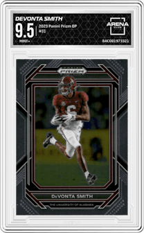 DeVonta Smith from the 2023 Panini Prizm Draft Picks set graded by Arena Club and given an overall grade of 9.5.
