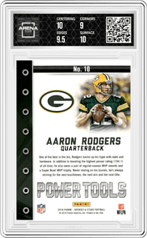 Aaron Rodgers from the 2016 Panini Rookies & Stars set graded by Arena Club and given an overall grade of 9.5.