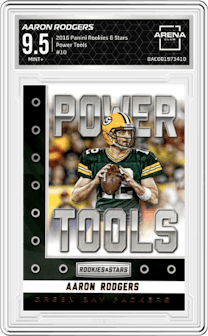 Aaron Rodgers from the 2016 Panini Rookies & Stars set graded by Arena Club and given an overall grade of 9.5.