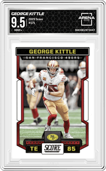 George Kittle from the 2023 Score set graded by Arena Club and given an overall grade of 9.5.