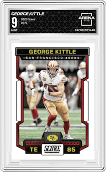 George Kittle from the 2023 Score set graded by Arena Club and given an overall grade of 9.