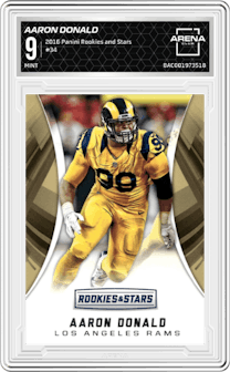 Aaron Donald from the 2016 Panini Rookies and Stars set graded by Arena Club and given an overall grade of 9.