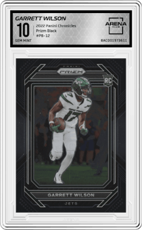Garrett Wilson from the 2022 Panini Chronicles set graded by Arena Club and given an overall grade of 10.