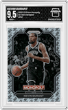 Kevin Durant from the 2022-23 Panini Prizm Monopoly set featuring a GO Space parallel graded by Arena Club and given an overall grade of 9.5.