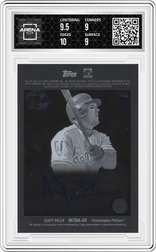 Scott Rolen from the 2021 Topps Clearly Authentic set graded by Arena Club and given an overall grade of 9.5.