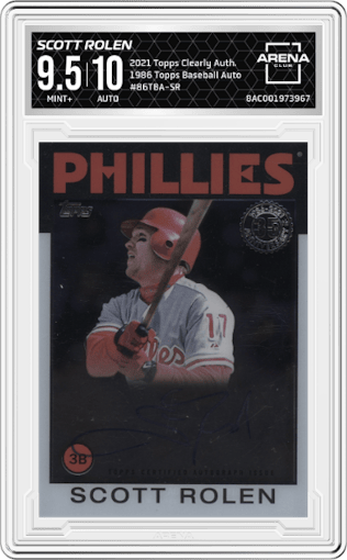Scott Rolen from the 2021 Topps Clearly Authentic set graded by Arena Club and given an overall grade of 9.5.