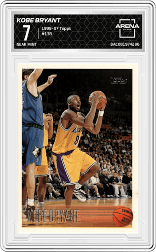 Kobe Bryant  from the 1996-97 Topps set graded by Arena Club and given an overall grade of 7.