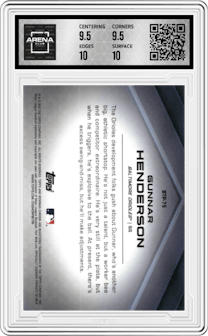 Gunnar Henderson from the 2022 Bowman set graded by Arena Club and given an overall grade of 10.