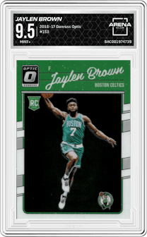 Jaylen Brown from the 2016-17 Panini Donruss Optic set graded by Arena Club and given an overall grade of 9.5.