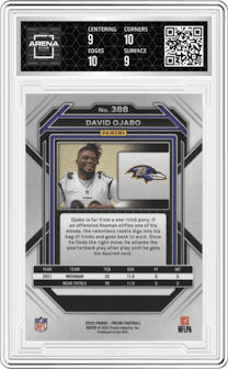 David Ojabo from the 2022 Panini Prizm set graded by Arena Club and given an overall grade of 9.5.