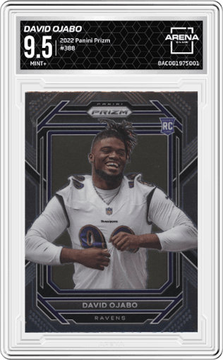 David Ojabo from the 2022 Panini Prizm set graded by Arena Club and given an overall grade of 9.5.