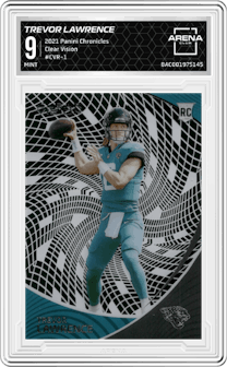 Trevor Lawrence from the 2021 Panini Chronicles set graded by Arena Club and given an overall grade of 9.